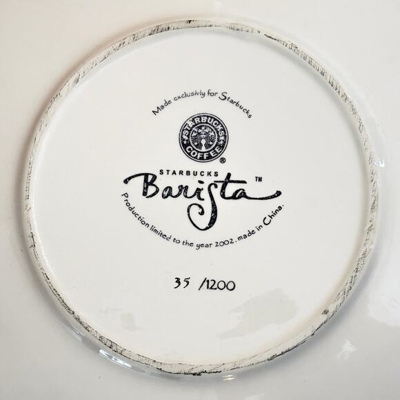 Starbucks 2002 Barista Siren's Plate 35/1200 Hand Painted Ltd Edition Lrg 18.75" - Picture 5 of 12